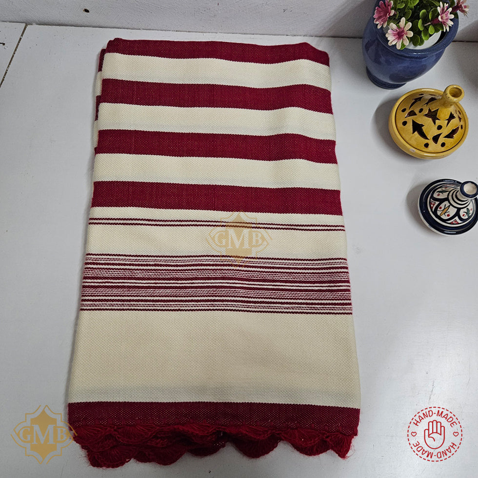 Authentic Handwoven Moroccan Mendil – Traditional Berber Striped Textile